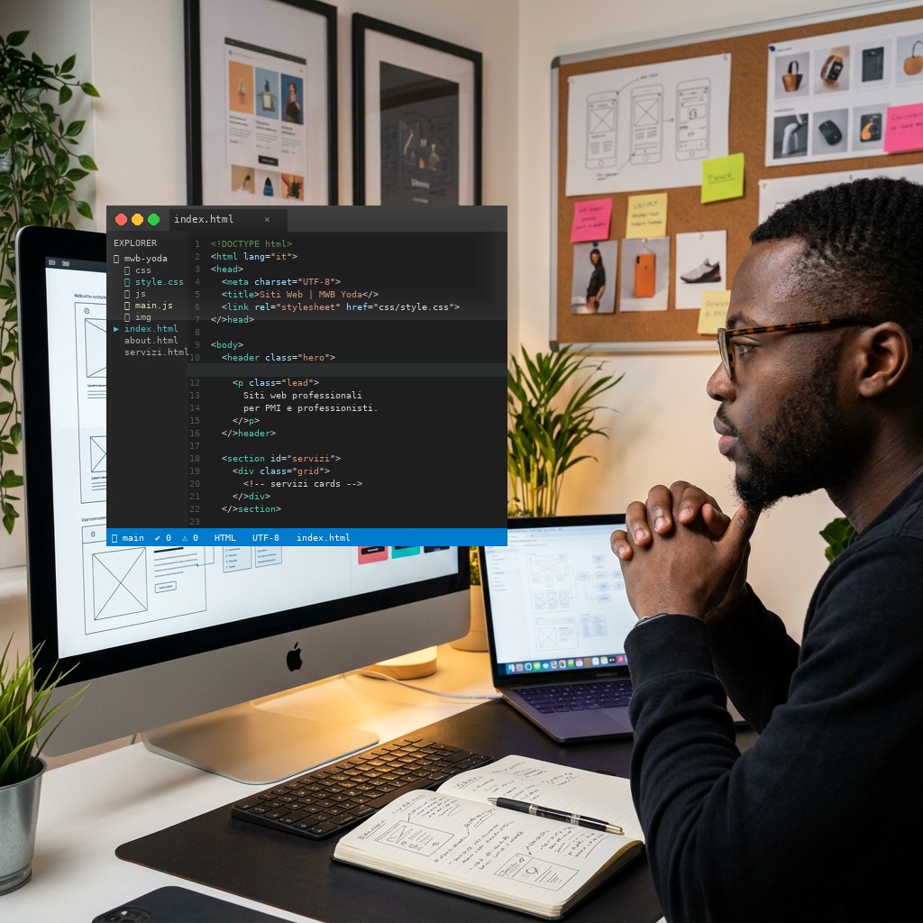 Yoda Abdoul, specialista in web design e campagne Google, Meta, TikTok e Pinterest Ads per aziende
